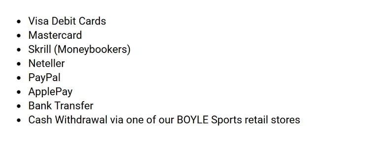 PayPal casinos UK: BoyleSports help centre list of withdrawal methods, including PayPal, Skrill and Neteller