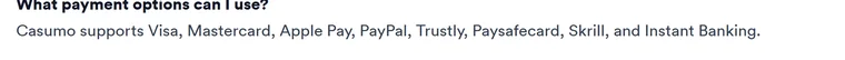 PayPal casinos UK: Casumo lists Visa, Mastercard, Apple Pay, PayPal, Trustly, Paysafecard, Skrill and instant banking