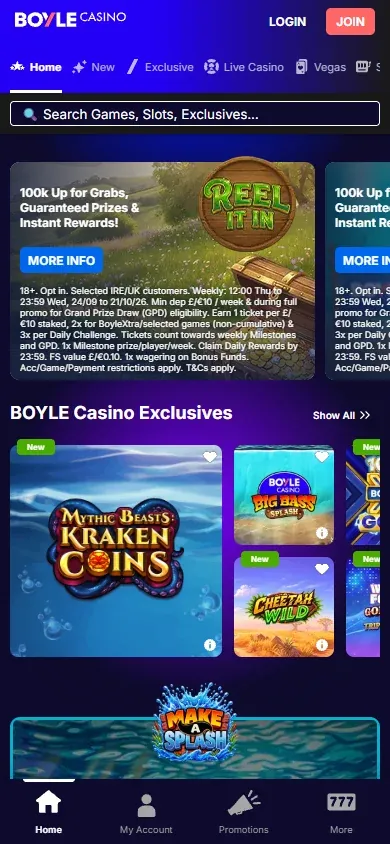 BOYLE Casino lobby on a phone