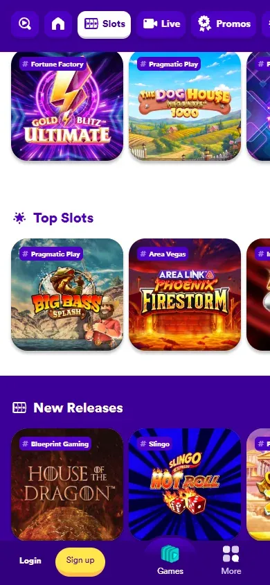 Casumo UK slots lobby on a phone